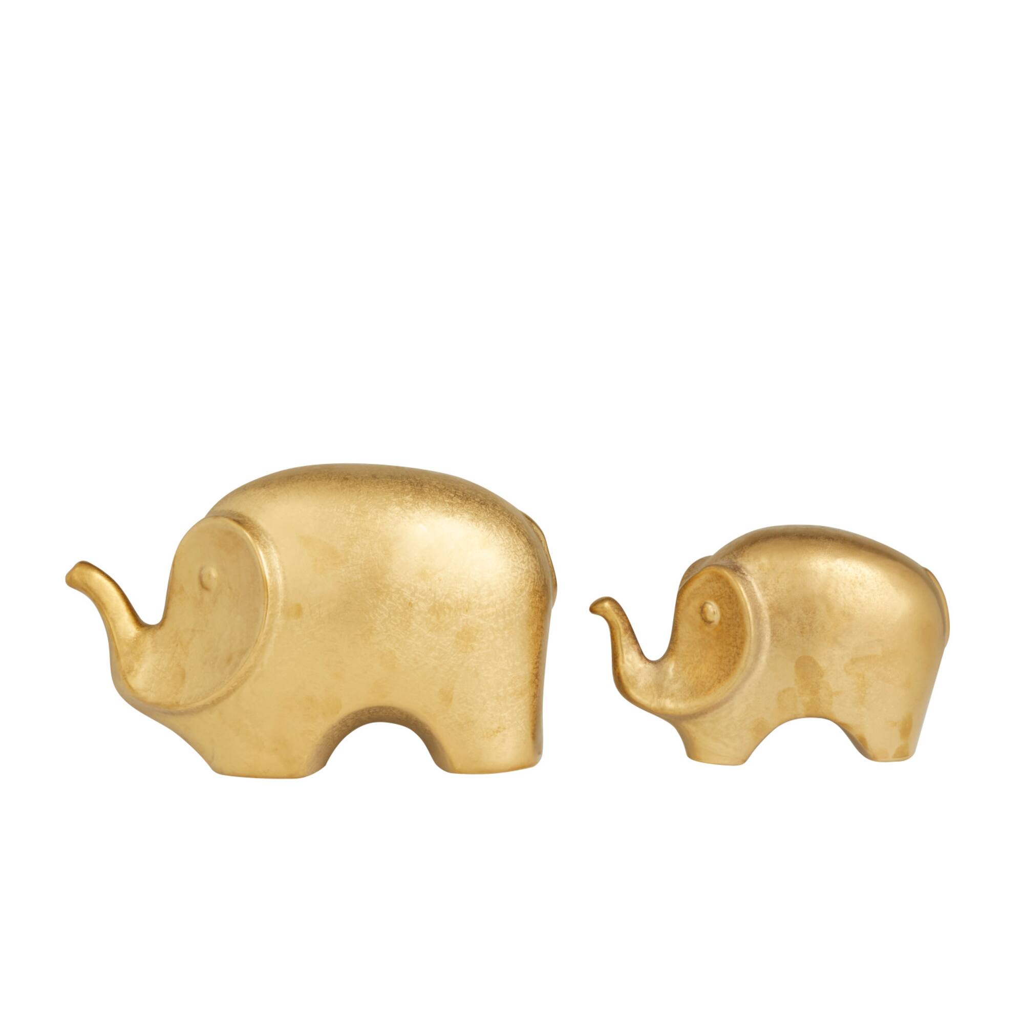 Set of 2 Gold Stoneware Glam Sculptures, 7" x 9" x 4"